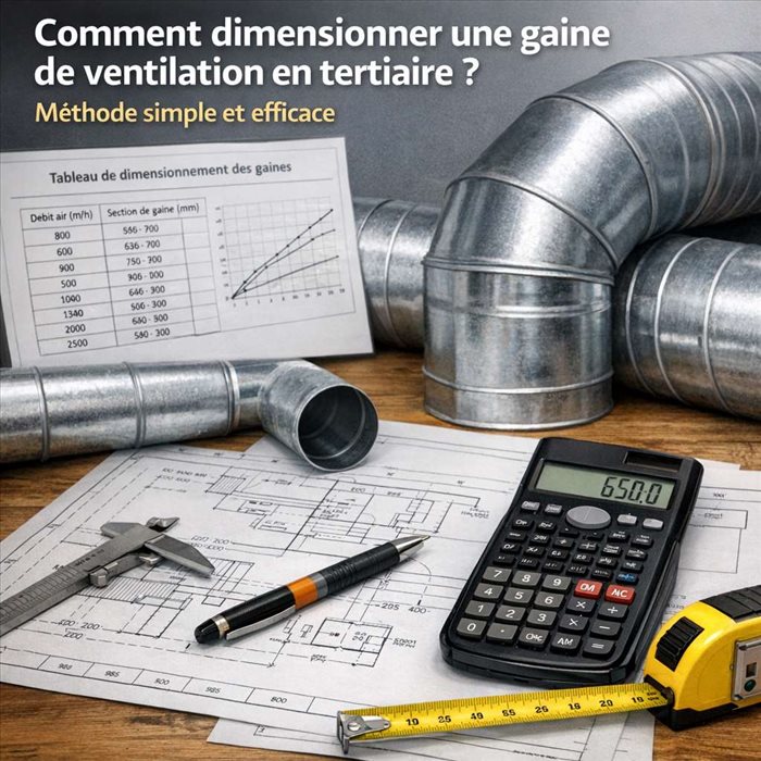 Dimensionner une gaine de ventilation en tertiaire : méthode complète